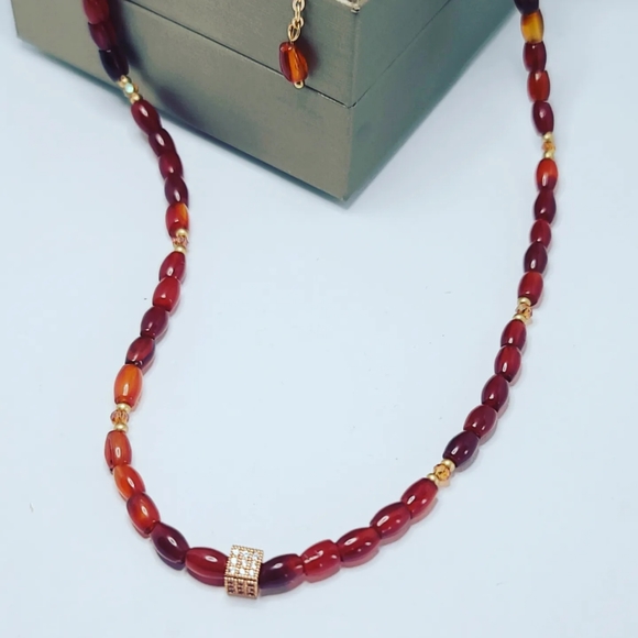 Red Agate Zirconia charm necklace - Picture 5 of 6